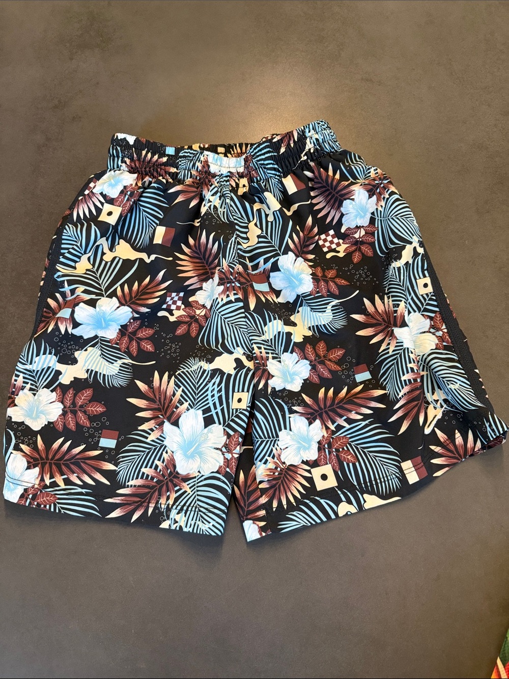 Nike Black Floral Tropical Swim Shorts - boy